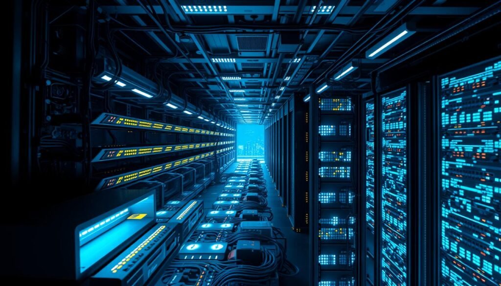 A complex, intricately layered network security system unfolds, illuminated by cool, technical lighting. In the foreground, a sleek firewall and intrusion detection sensors guard the network's perimeter. The midground reveals a matrix of servers, switches, and routers, their status indicators pulsing with data. In the background, a virtual private network tunnels secure communications, while cloud-based threat intelligence services scan the horizon for emerging cyber threats. The overall scene conveys a sense of robust, resilient cybersecurity, ensuring the protection of critical business infrastructure and systems. A complex, intricately layered network security system unfolds, illuminated by cool, technical lighting. In the foreground, a sleek firewall and intrusion detection sensors guard the network's perimeter. The midground reveals a matrix of servers, switches, and routers, their status indicators pulsing with data. In the background, a virtual private network tunnels secure communications, while cloud-based threat intelligence services scan the horizon for emerging cyber threats. The overall scene conveys a sense of robust, resilient cybersecurity, ensuring the protection of critical business infrastructure and systems.