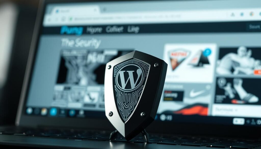 A security plugin, a digital guardian, stands resolute against the dark forces that threaten the tranquility of a well-designed WordPress website. Rendered in a muted color palette, the plugin appears as a sleek, angular device, its surface gleaming with a metallic sheen. Intricate circuit patterns and subtle glowing indicators suggest its advanced technological prowess, ready to protect the website from nefarious cyber attacks. The plugin is situated in the foreground, commanding attention, while a blurred background of a modern web interface sets the scene, emphasizing the plugin's crucial role in maintaining the site's integrity. Soft, directional lighting casts dramatic shadows, evoking a sense of strength and reliability. The overall composition conveys a mood of diligence, security, and technological sophistication.