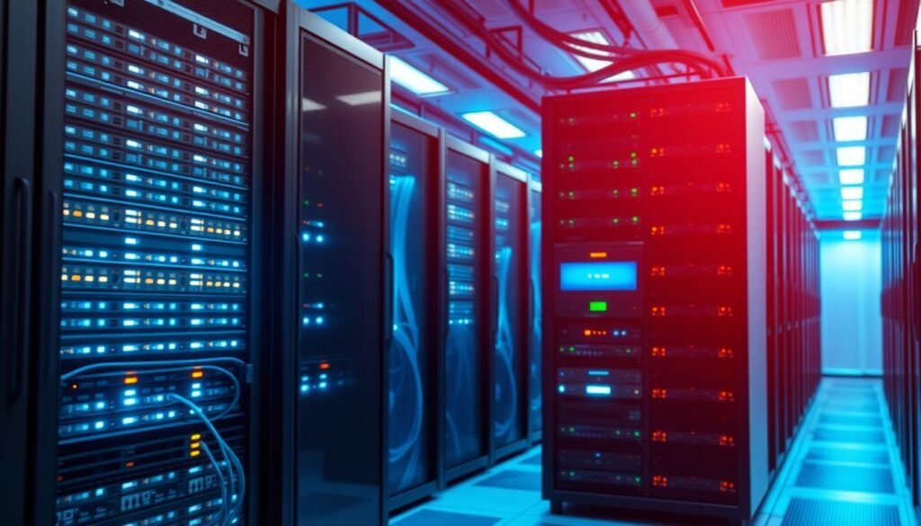 A sleek, modern data center with a focus on cybersecurity and data protection. In the foreground, a large server rack stands tall, its blinking lights and cooling fans conveying a sense of technological prowess. In the middle ground, network cables and security devices are neatly arranged, showcasing the intricacies of a secure software infrastructure. The background is bathed in a soft, blue-hued lighting, creating a calming and professional atmosphere. The overall scene exudes a sense of order, efficiency, and unwavering commitment to safeguarding digital assets. A sleek, modern data center with a focus on cybersecurity and data protection. In the foreground, a large server rack stands tall, its blinking lights and cooling fans conveying a sense of technological prowess. In the middle ground, network cables and security devices are neatly arranged, showcasing the intricacies of a secure software infrastructure. The background is bathed in a soft, blue-hued lighting, creating a calming and professional atmosphere. The overall scene exudes a sense of order, efficiency, and unwavering commitment to safeguarding digital assets.