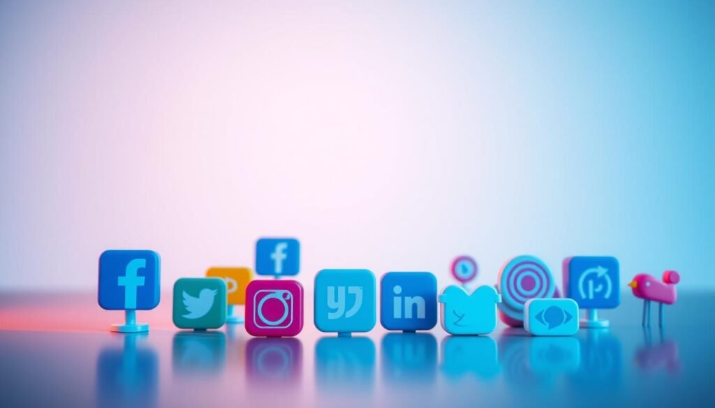A sleek, modern social media plugin interface, rendered in a clean, minimalist style. The foreground features colorful, stylized icons representing various social media platforms - Facebook, Twitter, Instagram, LinkedIn, and others. The icons are arranged in an eye-catching, dynamic layout, inviting the user to engage with the plugin. The middle ground showcases a subtle background pattern or texture, complementing the plugin's design. The overall lighting is soft and diffused, creating a warm, inviting atmosphere. The camera angle is slightly elevated, providing an engaging, user-friendly perspective. The color palette is a harmonious blend of modern, on-trend hues that reinforce the plugin's professional, social media-focused purpose.