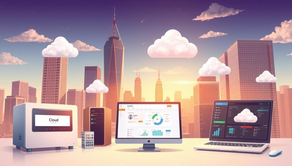 A stylized illustration of a diverse array of expert cloud migration tools, including a sleek data migration appliance, a virtual server migration utility, a cloud storage transfer agent, and a comprehensive cloud migration management dashboard. The scene is set against a backdrop of towering skyscrapers and a vibrant cityscape, conveying a sense of urban sophistication and technological prowess. The tools are depicted with a clean, minimalist aesthetic, highlighting their advanced functionality and seamless integration. Warm lighting and dynamic camera angles lend an air of professionalism and authority to the image, showcasing the expertise required to navigate the complexities of modern cloud migration. A stylized illustration of a diverse array of expert cloud migration tools, including a sleek data migration appliance, a virtual server migration utility, a cloud storage transfer agent, and a comprehensive cloud migration management dashboard. The scene is set against a backdrop of towering skyscrapers and a vibrant cityscape, conveying a sense of urban sophistication and technological prowess. The tools are depicted with a clean, minimalist aesthetic, highlighting their advanced functionality and seamless integration. Warm lighting and dynamic camera angles lend an air of professionalism and authority to the image, showcasing the expertise required to navigate the complexities of modern cloud migration.
