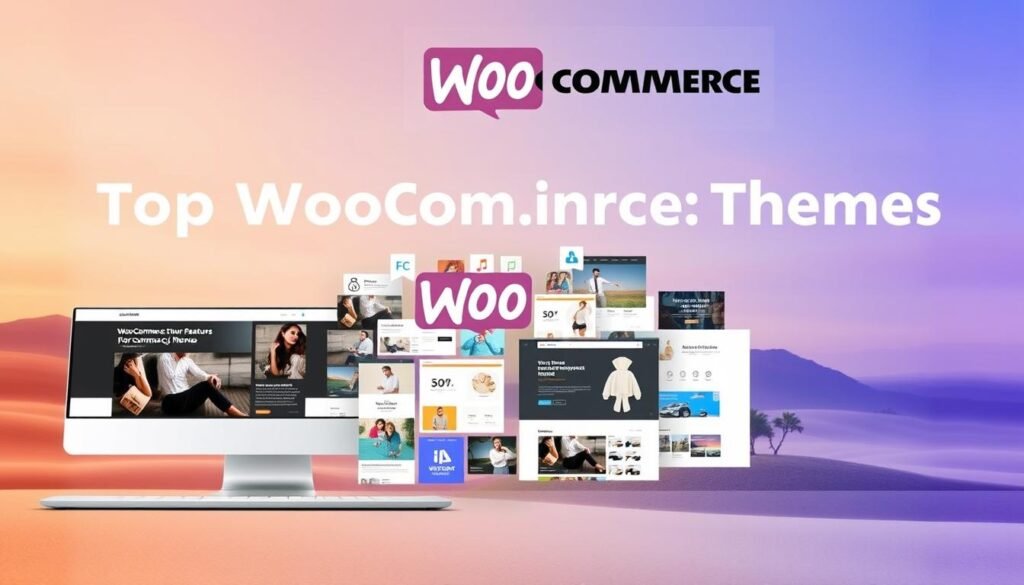A vibrant and visually stunning image showcasing the "Top WooCommerce Themes" for WordPress. In the foreground, a sleek and modern WordPress website template with a clean and responsive design, highlighting the key features of a top-tier WooCommerce theme. The middle ground features a collage of various WooCommerce-specific design elements, such as e-commerce icons, product images, and shopping cart interfaces, all seamlessly blended together. The background is a soft, gradient-based landscape, creating a sense of depth and emphasizing the versatility and adaptability of these premium WooCommerce themes. The overall composition is balanced, with a focus on showcasing the visual appeal and functional capabilities of the top WooCommerce themes for WordPress users. High-quality lighting and a professional camera angle enhance the visual impact of the image. A vibrant and visually stunning image showcasing the "Top WooCommerce Themes" for WordPress. In the foreground, a sleek and modern WordPress website template with a clean and responsive design, highlighting the key features of a top-tier WooCommerce theme. The middle ground features a collage of various WooCommerce-specific design elements, such as e-commerce icons, product images, and shopping cart interfaces, all seamlessly blended together. The background is a soft, gradient-based landscape, creating a sense of depth and emphasizing the versatility and adaptability of these premium WooCommerce themes. The overall composition is balanced, with a focus on showcasing the visual appeal and functional capabilities of the top WooCommerce themes for WordPress users. High-quality lighting and a professional camera angle enhance the visual impact of the image.