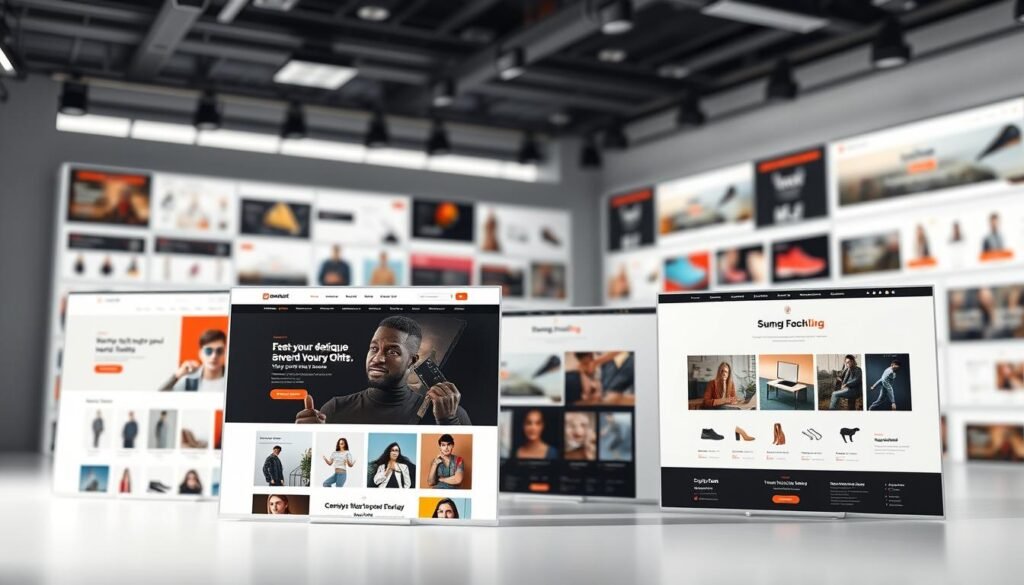 A visually stunning WooCommerce theme display in a well-lit studio setting. In the foreground, a sleek, modern ecommerce website template with clean typography, bold colors, and intuitive navigation. The middle ground showcases various customization options, such as different layouts, product grids, and call-to-action buttons. In the background, a blurred array of additional WooCommerce theme designs, hinting at the vast array of options available to create a unique online store. The overall scene conveys a sense of professionalism, creativity, and the power of WooCommerce themes to elevate an online business. A visually stunning WooCommerce theme display in a well-lit studio setting. In the foreground, a sleek, modern ecommerce website template with clean typography, bold colors, and intuitive navigation. The middle ground showcases various customization options, such as different layouts, product grids, and call-to-action buttons. In the background, a blurred array of additional WooCommerce theme designs, hinting at the vast array of options available to create a unique online store. The overall scene conveys a sense of professionalism, creativity, and the power of WooCommerce themes to elevate an online business.