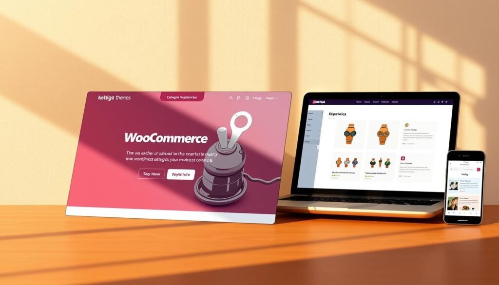 High-quality, detailed digital illustration of the Botiga WooCommerce WordPress theme, showcasing its modern and sleek user interface. The foreground depicts the theme's homepage layout with clean typography, prominent product images, and visually appealing call-to-action buttons. The middle ground features elegant category navigation menus and a smooth, responsive design optimized for various devices. In the background, subtle gradients and refined textures create a premium, professional atmosphere. Warm, natural lighting from the side casts soft shadows, highlighting the theme's attention to detail and overall aesthetic appeal. The composition emphasizes Botiga's user-friendly features and versatility as an emerging, must-watch WooCommerce theme for WordPress websites. High-quality, detailed digital illustration of the Botiga WooCommerce WordPress theme, showcasing its modern and sleek user interface. The foreground depicts the theme's homepage layout with clean typography, prominent product images, and visually appealing call-to-action buttons. The middle ground features elegant category navigation menus and a smooth, responsive design optimized for various devices. In the background, subtle gradients and refined textures create a premium, professional atmosphere. Warm, natural lighting from the side casts soft shadows, highlighting the theme's attention to detail and overall aesthetic appeal. The composition emphasizes Botiga's user-friendly features and versatility as an emerging, must-watch WooCommerce theme for WordPress websites.